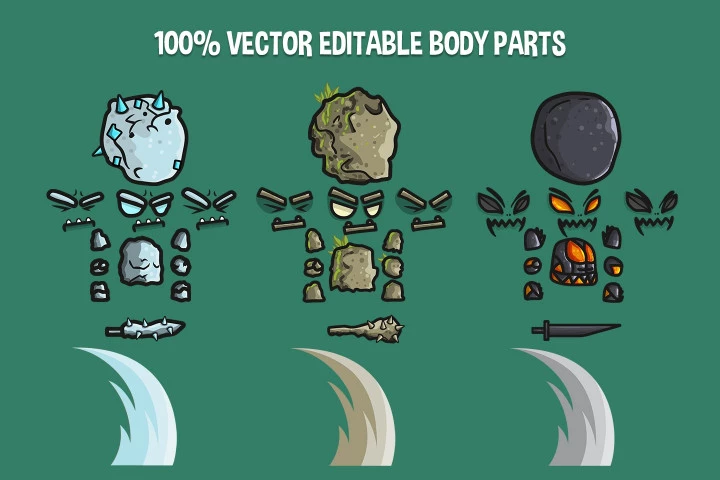 Free Golem Chibi 2D Game Sprites