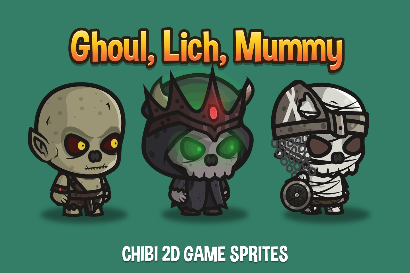 Ghoul, Lich, Mummy Chibi 2D Game Sprites - CraftPix.net