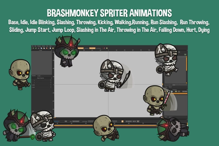 Ghoul, Lich, Mummy Chibi 2D Game Sprites
