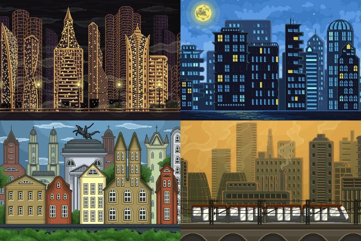 Pixel Art Game City Backgrounds