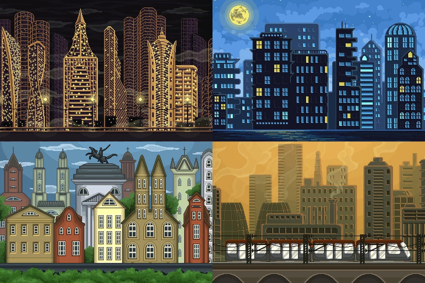 Free City Backgrounds Pixel Art Download 