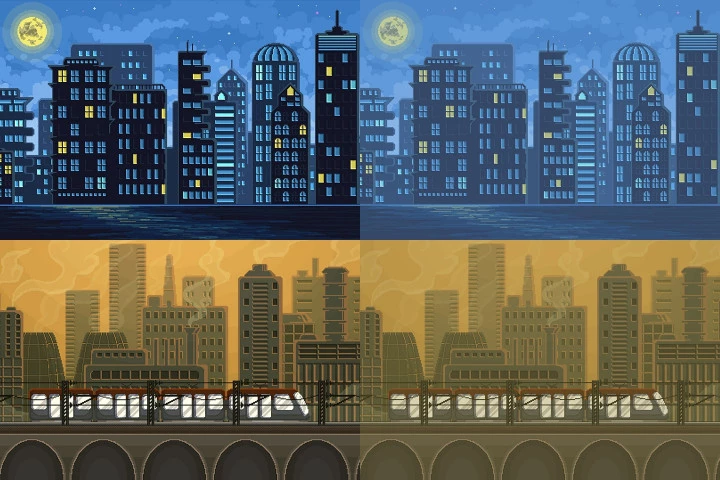 Pixel Art Game City Backgrounds