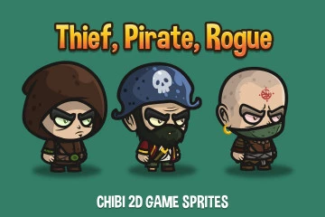 Thief, Pirate, Rogue Chibi 2D Game Sprites