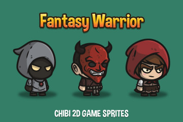 Fantasy Warrior Chibi 2D Game Sprites