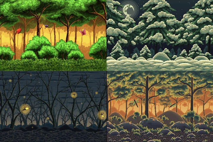 Pixel Art Forest 2D Backgrounds