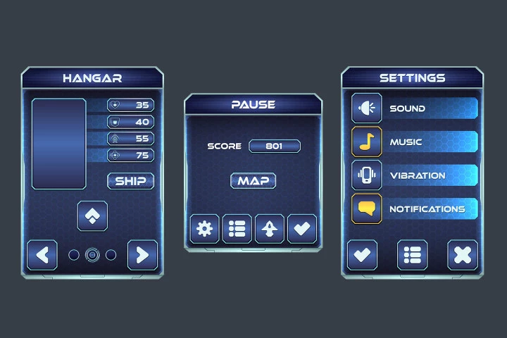 Free Space Shooter Game GUI