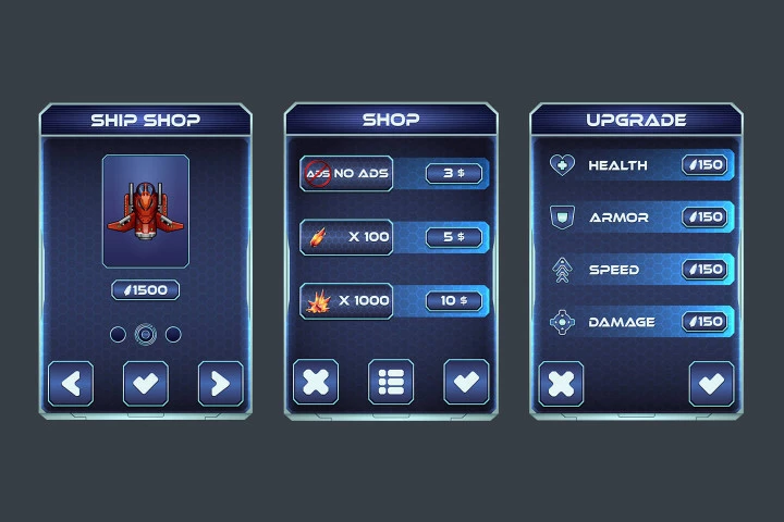 Free Space Shooter Game GUI