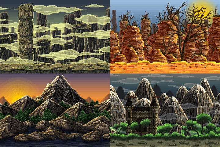 Mountain Pixel Art 2D Game Backgrounds