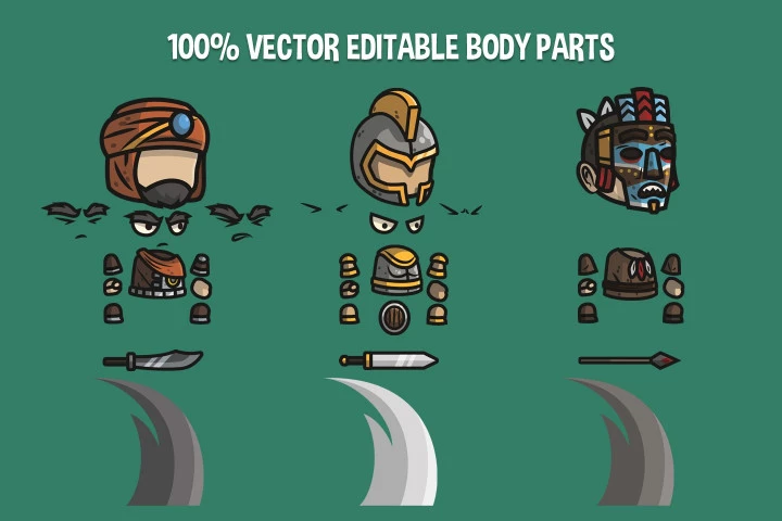 Warrior Chibi 2D Character Sprites