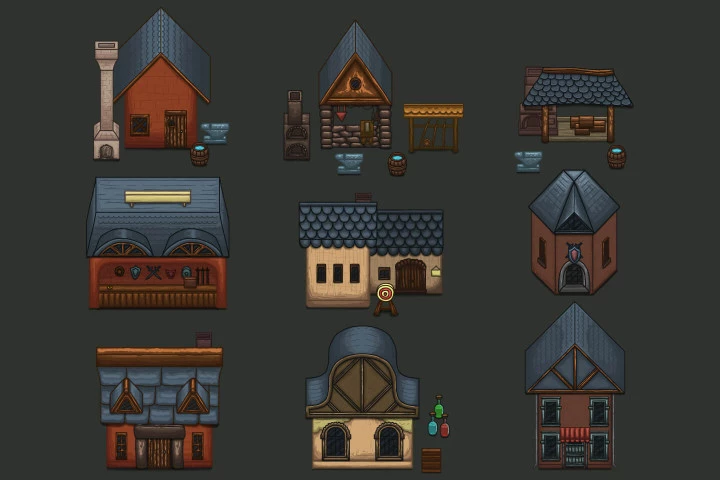 Autumn Medieval City 2D Tileset