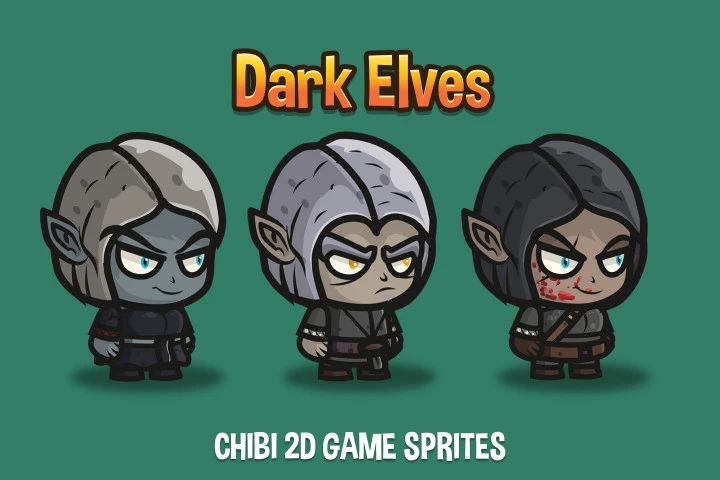 Dark-Elves-Chibi-2D-Game-Sprites