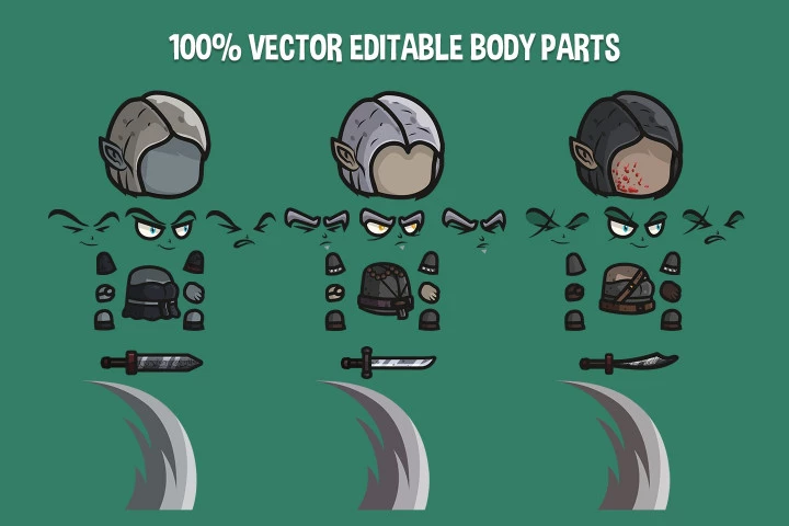 Dark Elves Chibi 2D Game Sprites