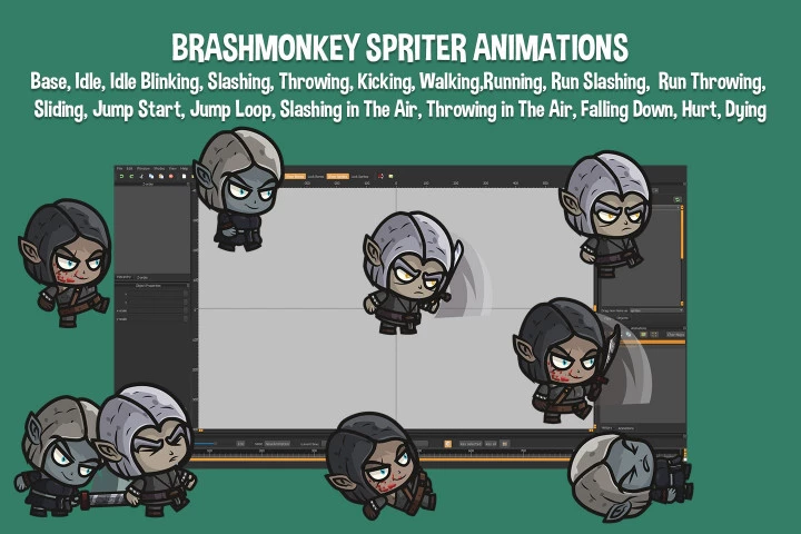 Dark Elves Chibi 2D Game Sprites