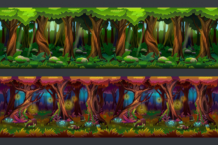 Free Cartoon Forest Game Backgrounds 
