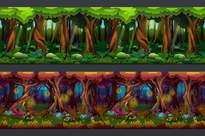 Free Cartoon Forest Game Backgrounds