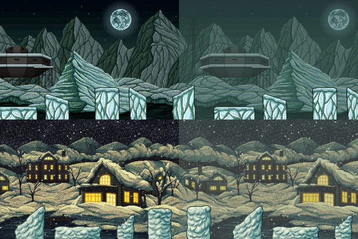 Parallax Snowy 2D Pixel Art Backgrounds