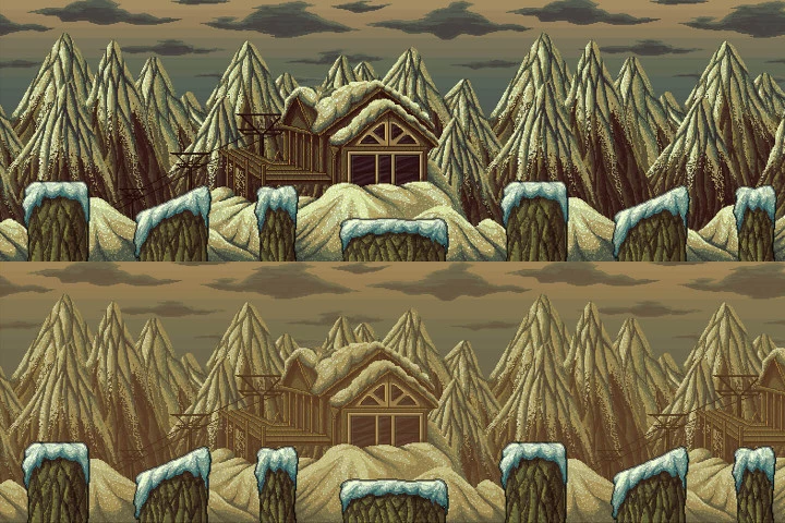 Parallax Snowy 2D Pixel Art Backgrounds