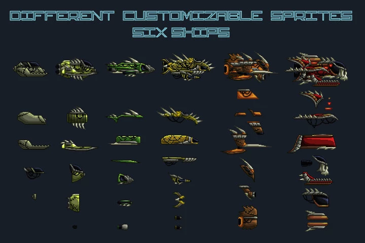 Pixel Art Space Pirates 2D Game Sprites