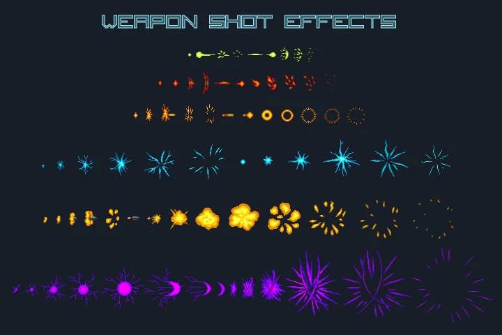 Pixel Art Space Pirates 2D Game Sprites