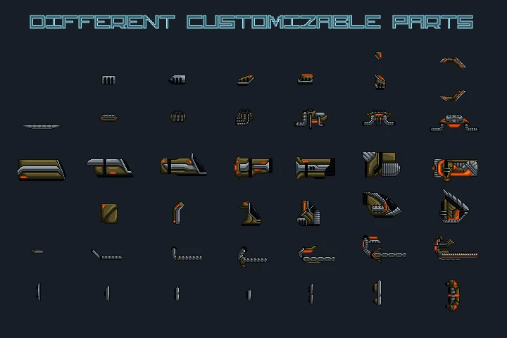 Pixel Art Spaceship 2D Game Sprites