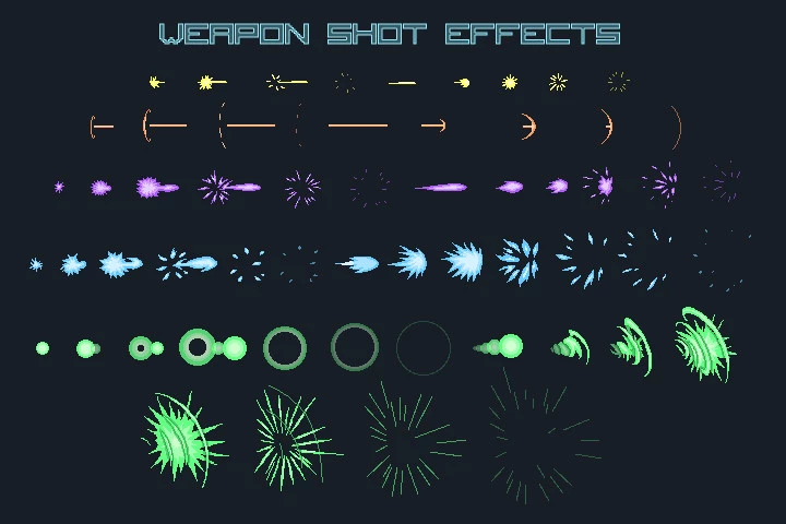 Pixel Art Spaceship 2D Game Sprites