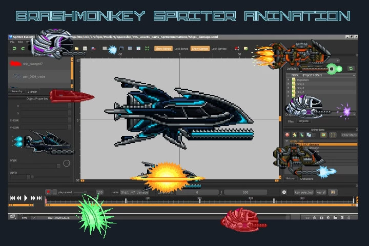 Pixel Art Spaceship 2D Game Sprites
