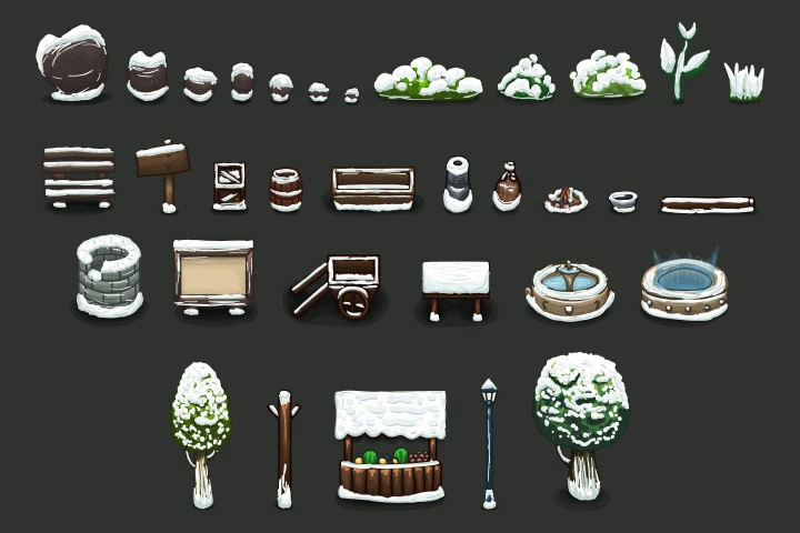 Winter Medieval City 2D Tileset