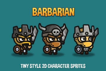 Barbarian Tiny Style 2D Character Sprites