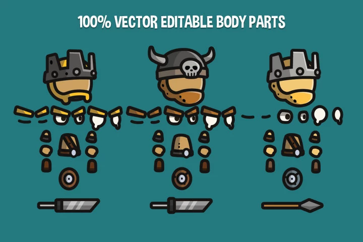 Barbarian Tiny Style 2D Character Sprites