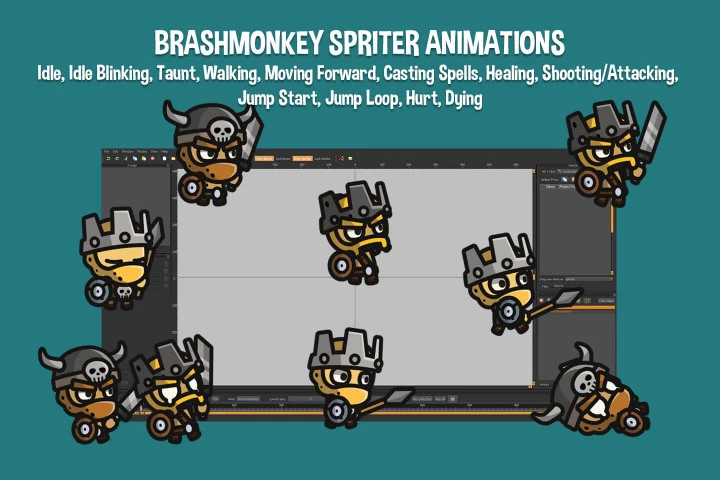 Barbarian Tiny Style 2D Character Sprites