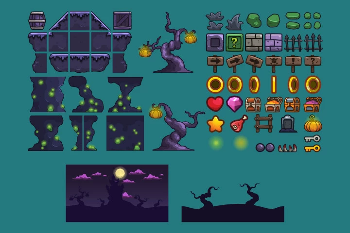 Cartoon 2D Platformer Tileset