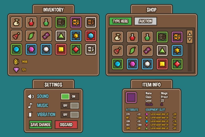 Cartoon 2D RPG Game UI