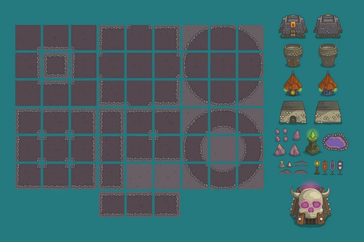 Dungeon Top Down 2D Game Tileset