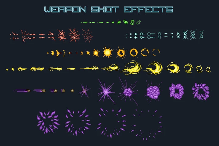 Free Pixel Art Enemy Spaceship 2D Sprites