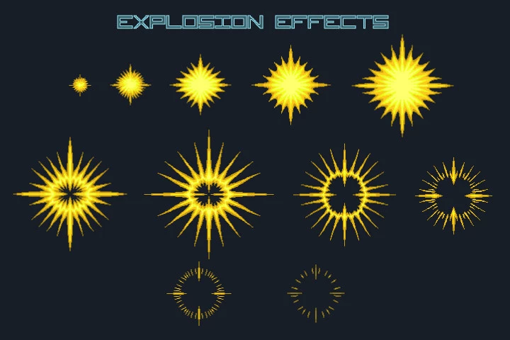 Free Pixel Art Enemy Spaceship 2D Sprites