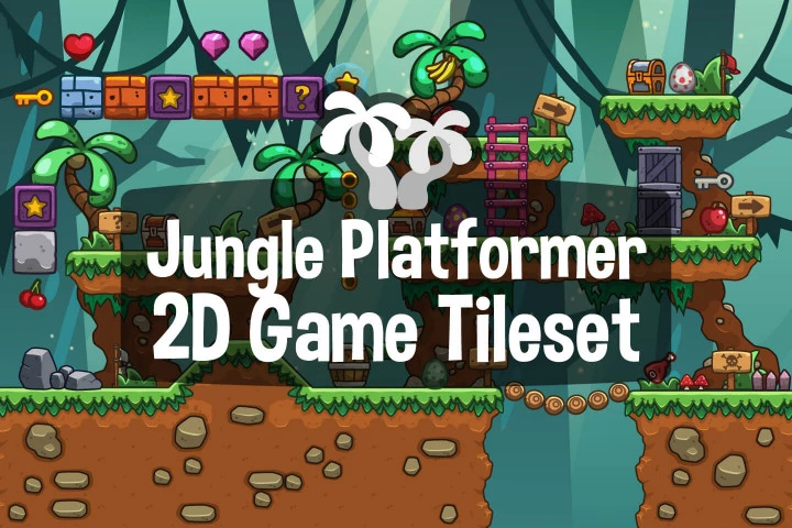 Jungle-Platformer-2D-Game-Tileset