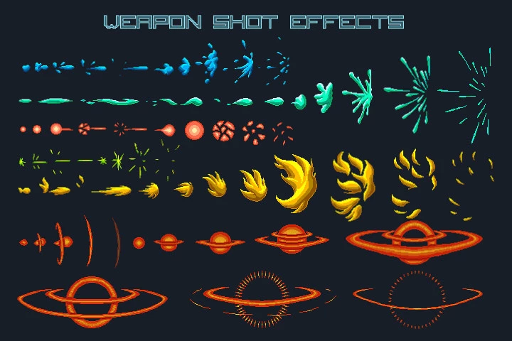 Pixel Art Alien Spaceship 2D Game Sprites
