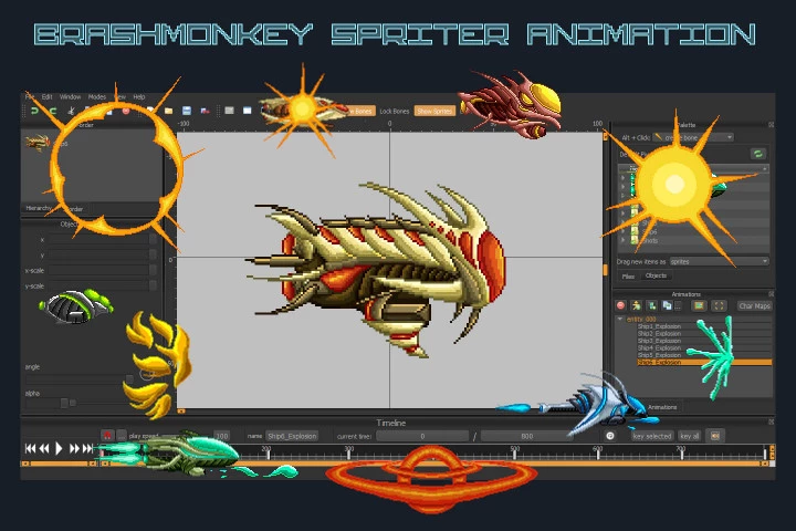 Pixel Art Alien Spaceship 2D Game Sprites
