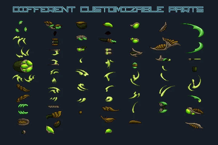Pixel Art Boss Spaceship 2D Game Sprites