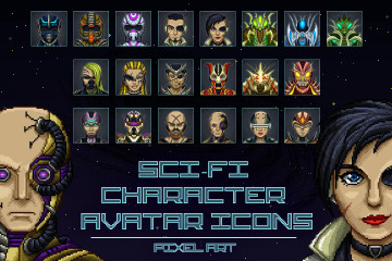 Pixel Art SCI-FI Character Avatar Icons