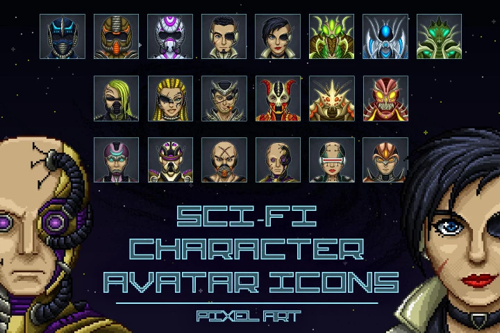 Pixel-Art-SCI-FI-Character-Avatar-Icons