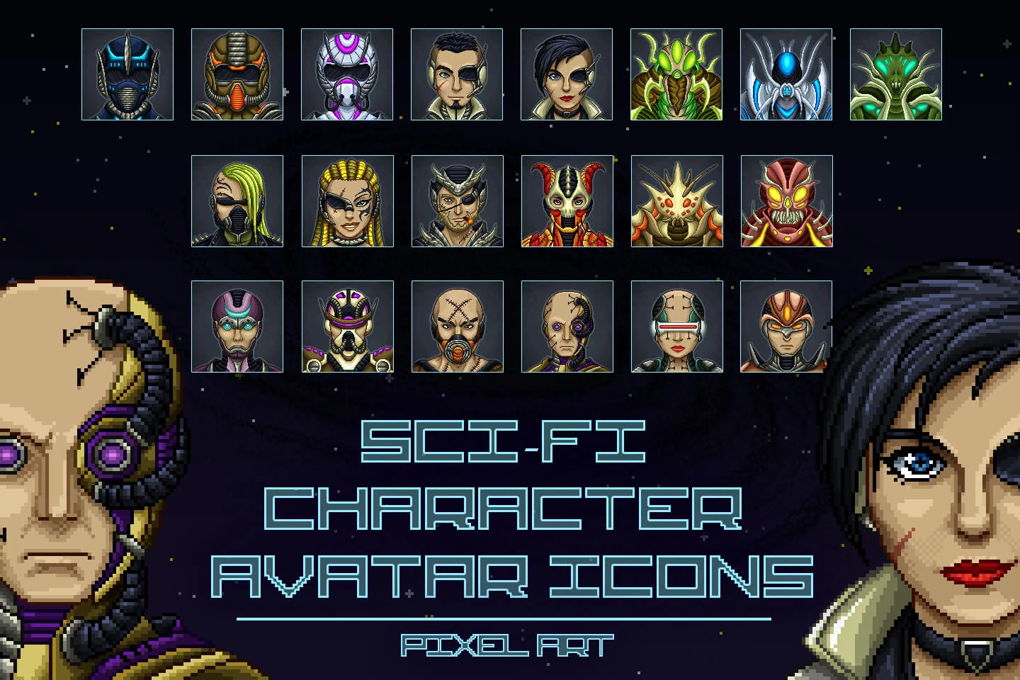 Free Sci-Fi Antagonists Pixel Character Pack 