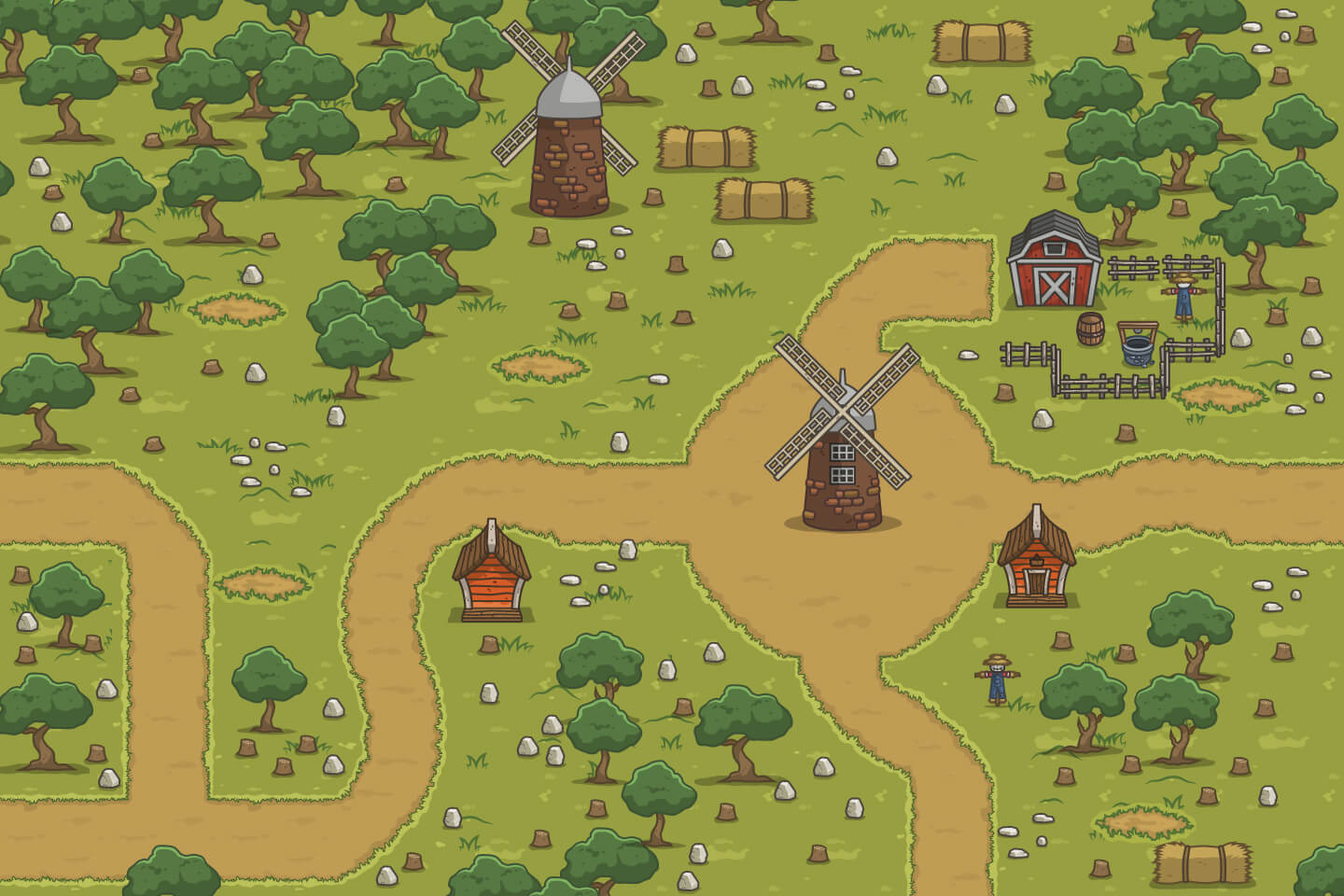 Summer Farm Top Down 2d Game Tileset