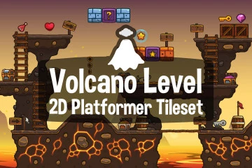 Volcano Level 2D Platformer Tileset