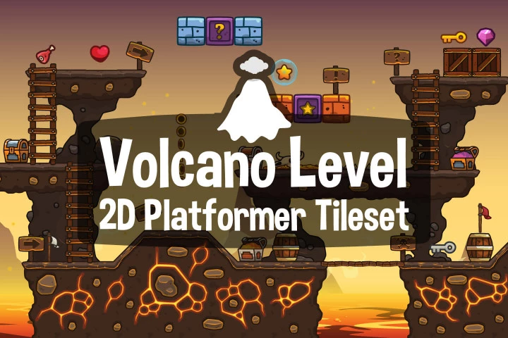 Volcano-Level-2D-Platformer-Tileset