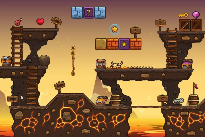 Volcano Level 2D Platformer Tileset