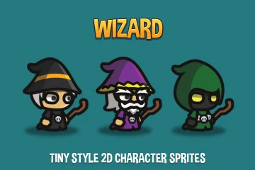 Wizard Tiny Style 2D Character Sprites