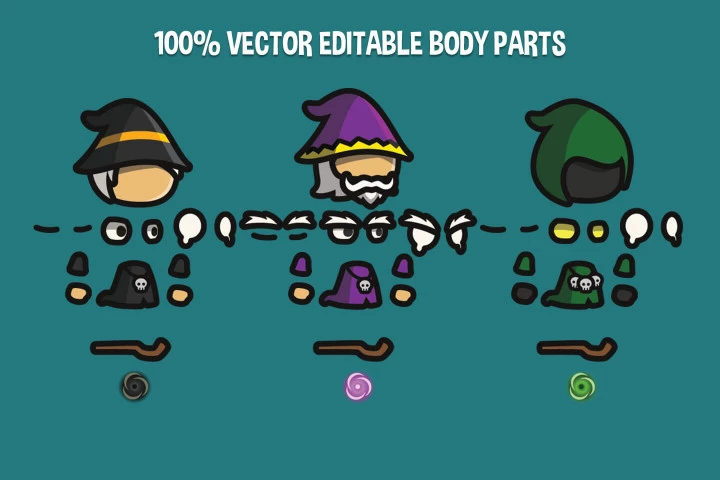 Wizard Tiny Style 2D Character Sprites