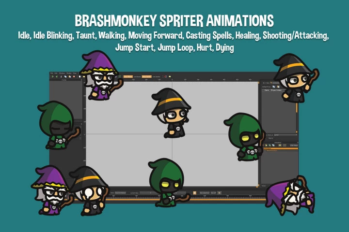 Wizard Tiny Style 2D Character Sprites