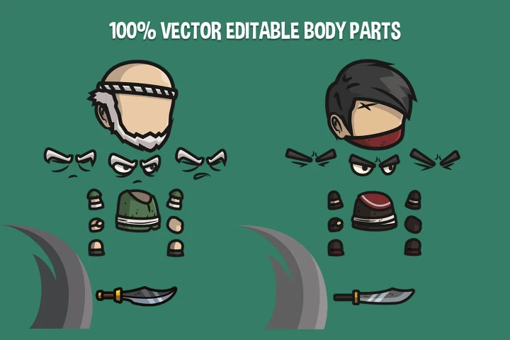 4 Chibi Character 2D Sprites